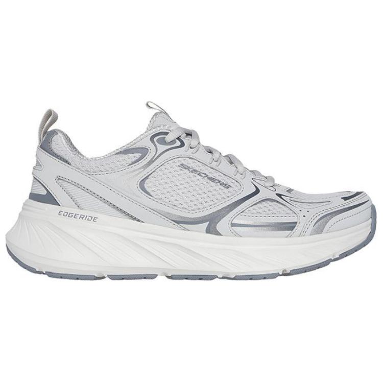 Skechers Edgeride Simple Shock-Absorbing Durable Low-Top Casual Shoes Women Sneakers Gray White 150475-GRY