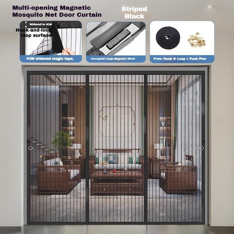 Magnetic Door Screen White Mosquito Net Customized Size Summer Insect Automatic Closing Suitable for Large Sliding Glass