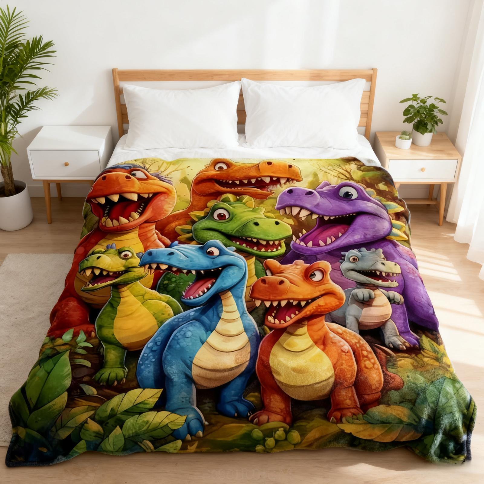 

Throw for Couch Flannel Colorful Cartoon Dinosaur Throw Blanket Couch Decor for Sofa Recliner Lounge Bedroom Dorm Apartment Kids China Mainland