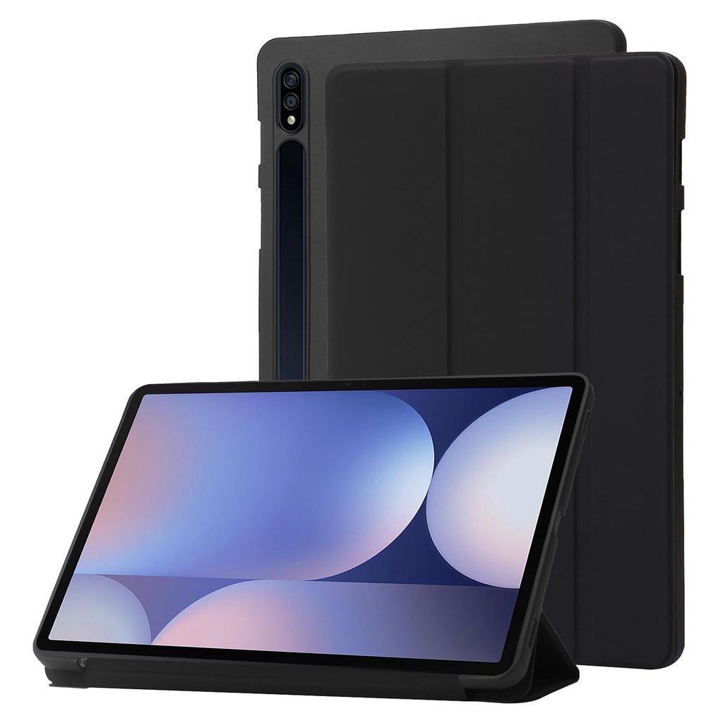 For Samsung Galaxy Tab S10+ Case PU Leather+Silicone Tri-Fold Stand Tablet Cover