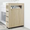 Narrow Bathroom Cabinet with Wheels Sonoma Oak Wood Based Material