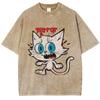 Herren Washed Vintage T-Shirts Street Retro Punk T-Shirt Damen Harajuku Casual Baumwolle Kurzarm Acid Wash T-Shirts Top