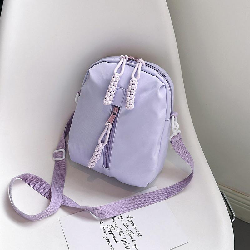 2024 New Women's Chest Bag Summer Small Fresh Casual Nylon Canvas Bag Street Fashion Cute Girl Minimal Crossbody Bag White Green Purple Black