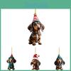 Festive Acrylic Dachshund Car Pendant Whimsical Interior Decoration For Christmas