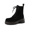Mode Neue Herbst Winter Kuhveloursleder Damenstiefel Mode Schnürung Plateau Stiefel für Damen Klobiger Absatz Kurze Stiefel Botines Mujer Hohe Absätze