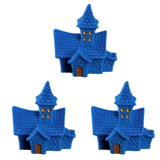 jijijing 3Pcs Halloween Mini Resin Figurines, Miniature Pumpkin Ghost Grim Reaper Castle Statue for Spooky Fairy Garden, Haunted House, Micro