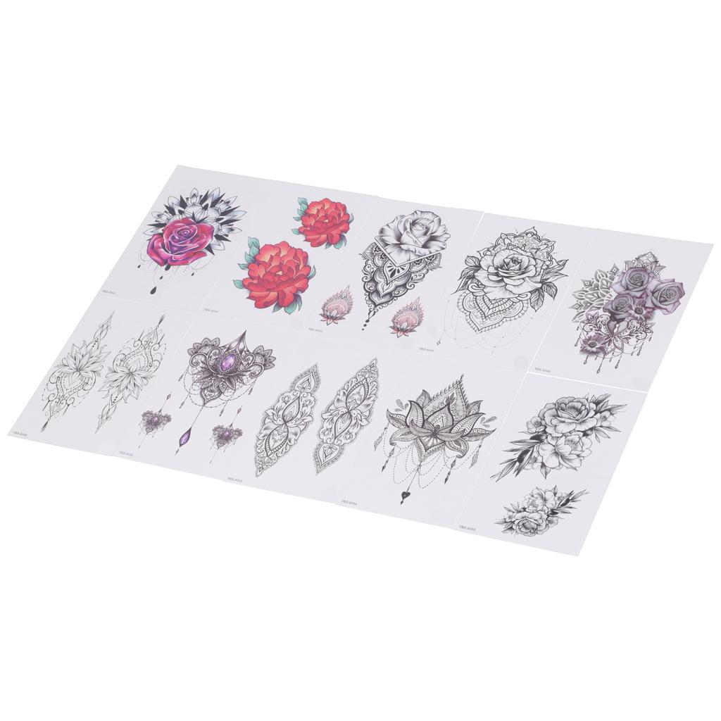 10pcs Temporary Tattoos Paper Individuality Flower Women Girl Fake Tattoo Stickers