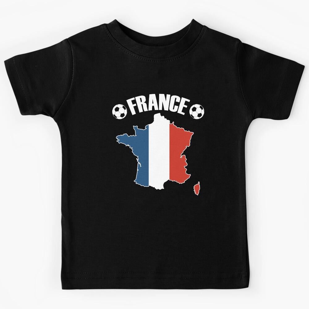France Football Map - French Flag Soccer Kids T-Shirt 130