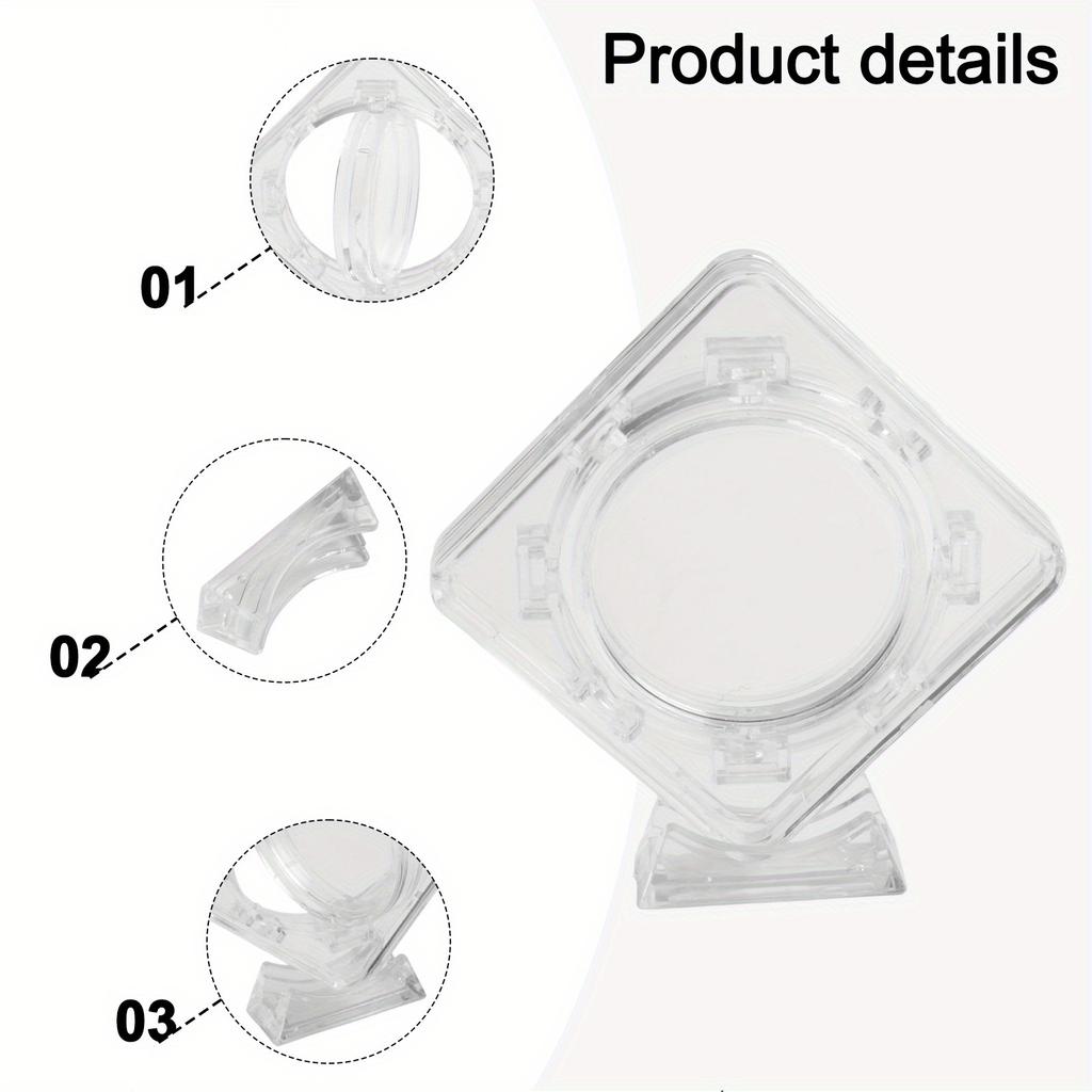 2pc Commemorative Coins Protection Box Acrylic Coin Display Boxes Transparent Box 40mm Bare Coins For Rotating Brackets Storage
