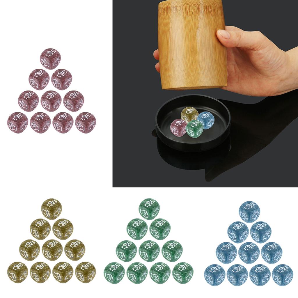 10Pcs Interactively Finger Game Dices Acrylic Rock Paper Scissor Game Dices 6 Sided 20mm Dices for Family Entertainment