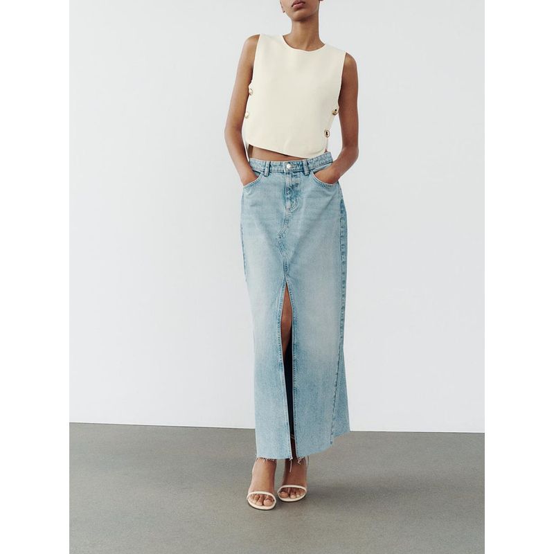 Za2024 Autumn New Women's Clothing Casual Easiest for Match Round Neck Side Button Knitting Vest 9598133 712