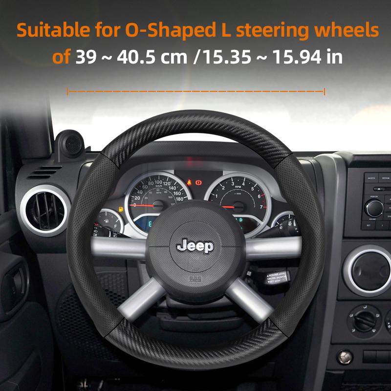 zkfan8 Suitable for Jeep Breathable Hole Leather Matte Carbon Fiber Texture Steering Wheel Cover Suitable for Compass Renegade