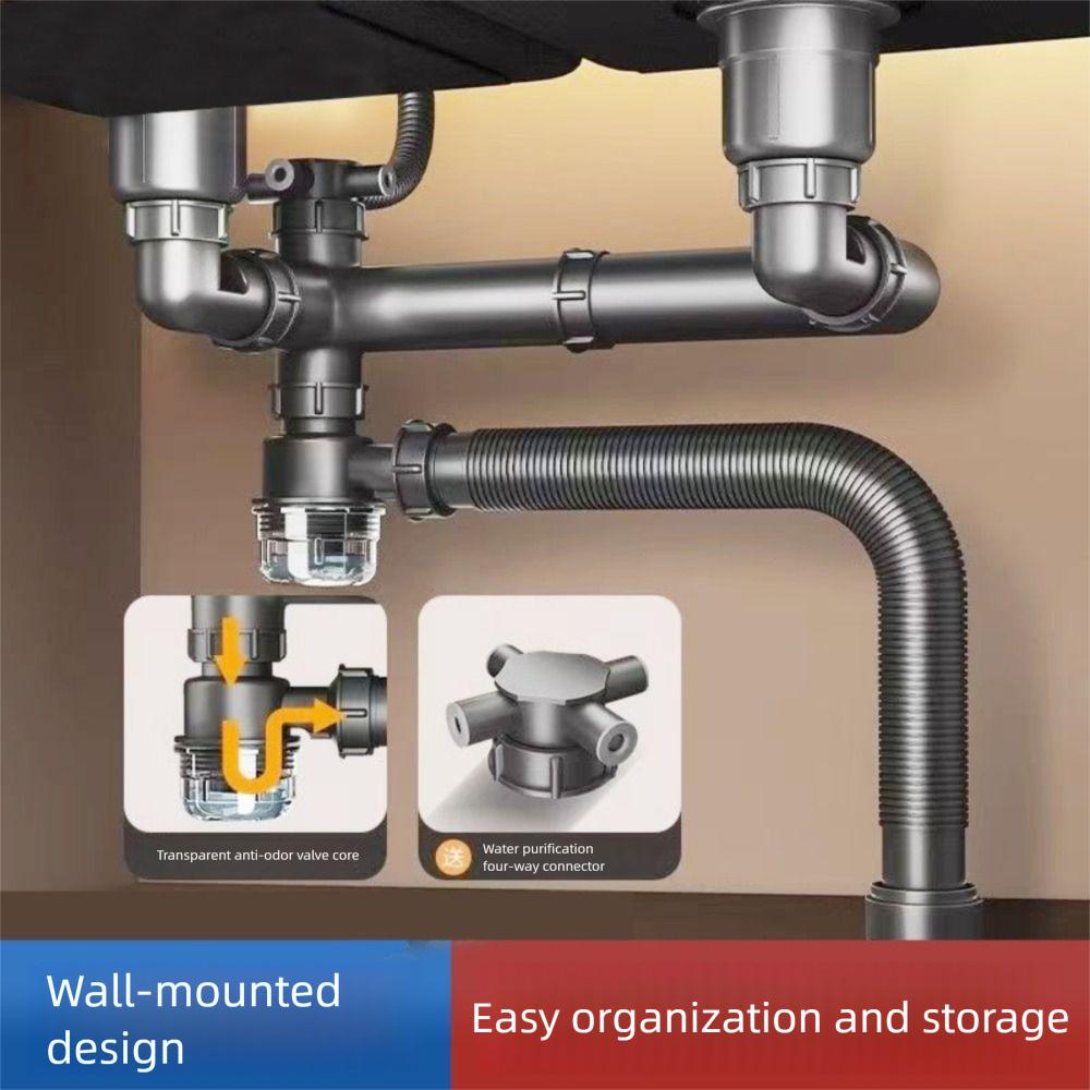 Easy Install Anti-Leak Drainage Kit Single/Double Bowl Sewer Replacement Pipe  Bathroom