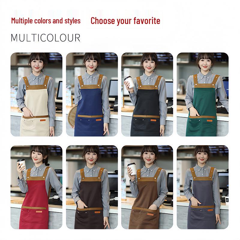 Custom Logo Waterproof and Oil-Proof Apron for Catering, Milk Tea, Coffee Shops, Baking, and Cooking