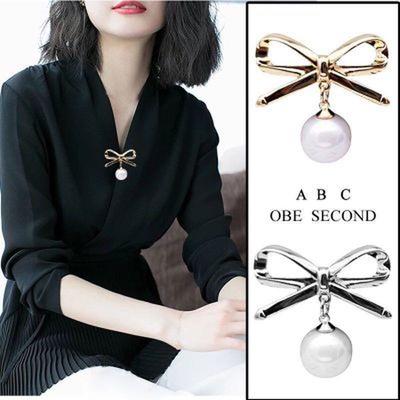 Simple Pearl Bow Women's Accessories Cardigan Slip - Proof Pin AVE
