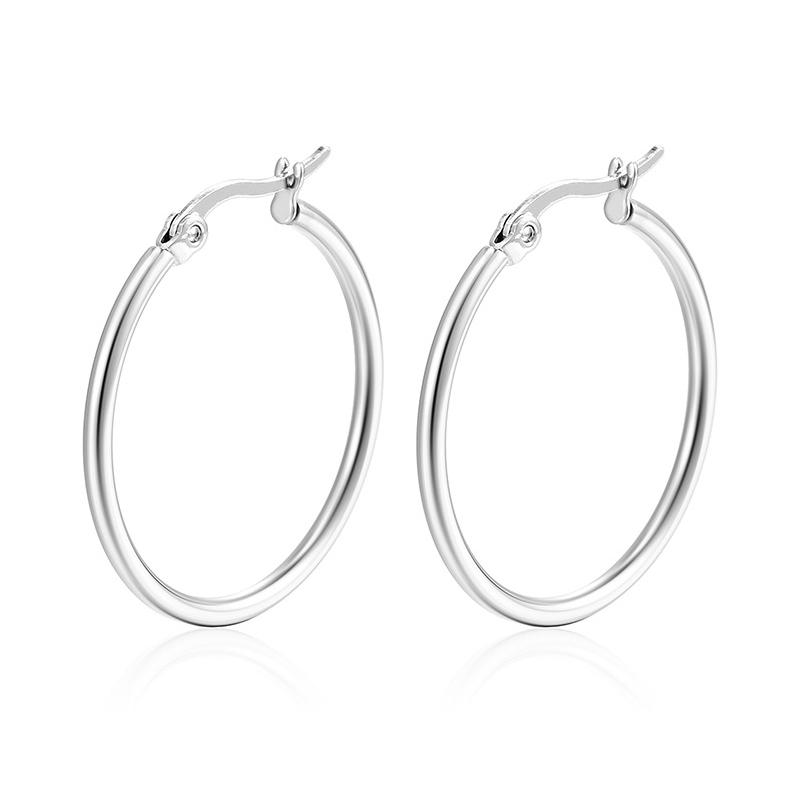 30-80Mm Big Simple Classic Hoop Earrings For Women Girls Circle Stainless Steel Earrings Gold Color Round Earings Gift