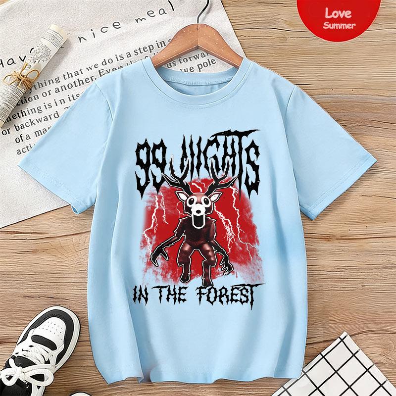 

Kids 99 Nights in Forest Print Tee Shirt for Boys Girls Short Sleeve Classic T-Shirt Gift for Children 100