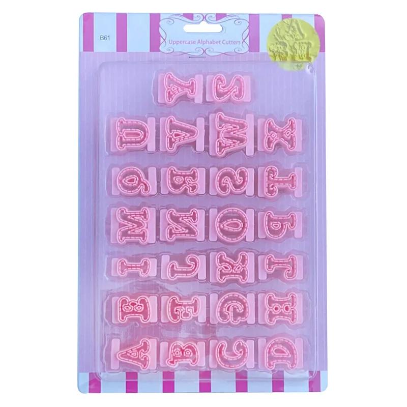 26pcs/set Alphabet Cake Molds Cakes Sugar Paste Letter Cookies Cutter Words Press Stamp Baking Embossing Mould for Home DIY Cake