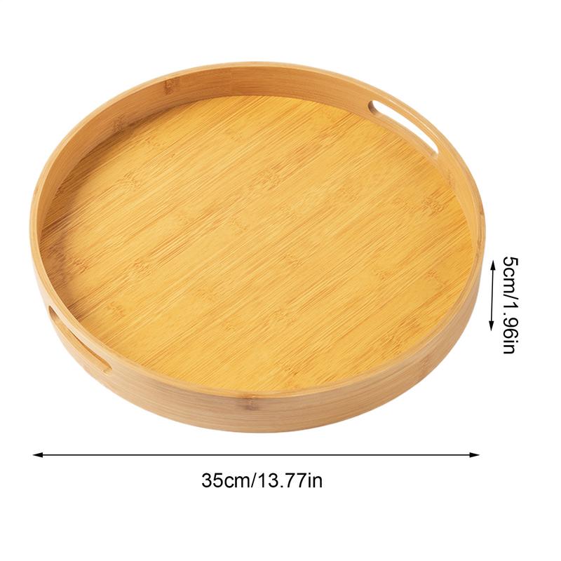 Wooden Round Serving Tray Decorative Serving Tray With Handles Drink Food Coffee Trays Multipurpose Serving Table Tray Round