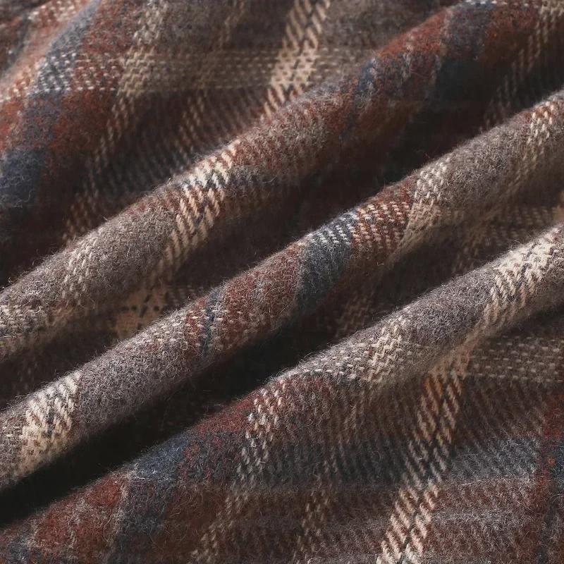 2025 Autumn/Winter Girls' High Waist Wool Plaid Skirt, Korean-Style Fashionable Slimming Short Skirt