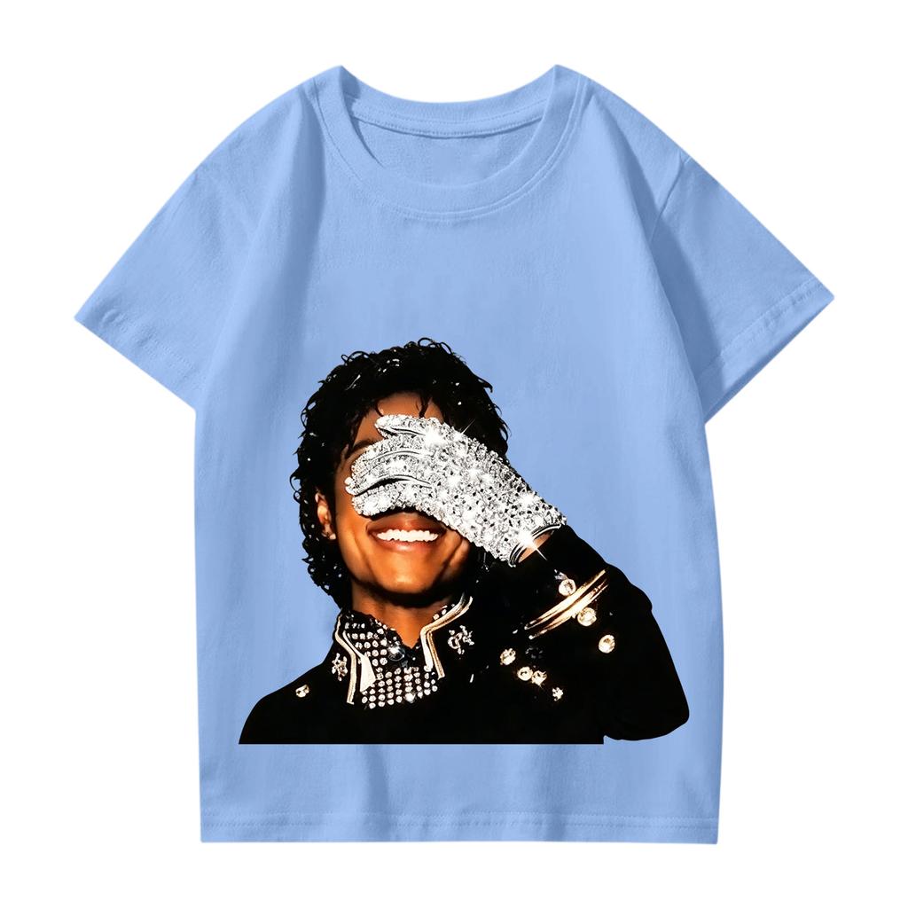 Fashionable Round Neck Short Sleeve Work Clothes Printed Tops For KID Summer Tops