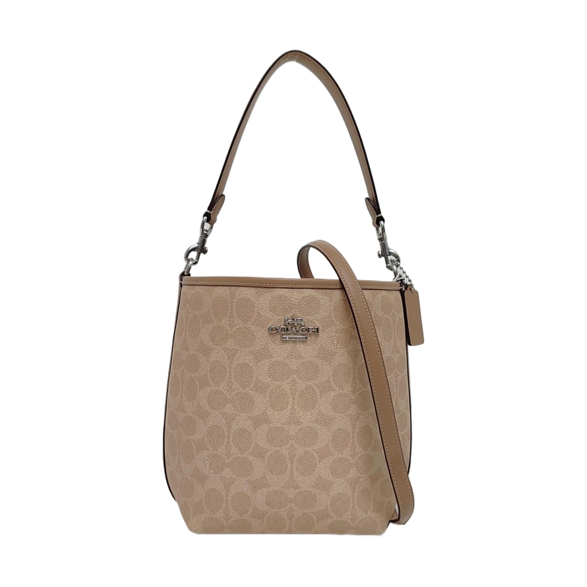 [Pre-Owned] City Bucket 17 Monogram Metal Logo Signature Coated Canvas Tote Shoulder Bag Small - Excellent #XJ209U ONE SIZE