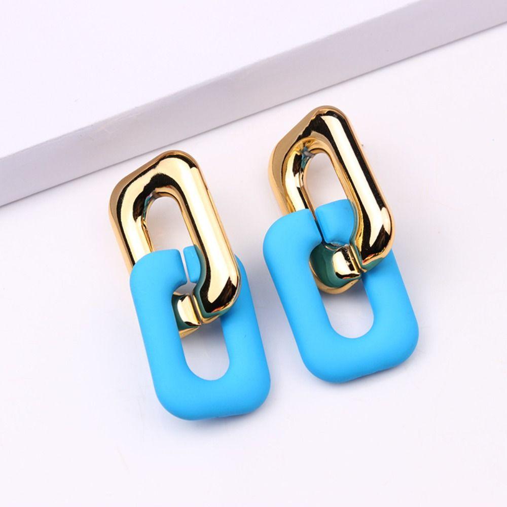 Acrylic Link Chain Earrings Attractive Color Colorful Earring High Quality Square Drop Earrings