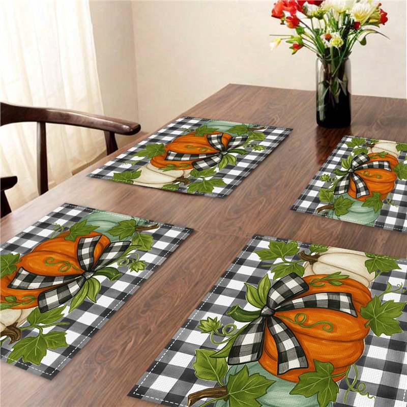 Autumn Thanksgiving Pumpkin & Maple Leaf Table Mat - Heat-Resistant Party Decor Coaster