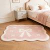 Girly Style Carpets for Living Room Pink Bow Bedroom Decor Carpet Fluffy Soft Irregular Bedside Rug Home Thicken Plush Floor Mat