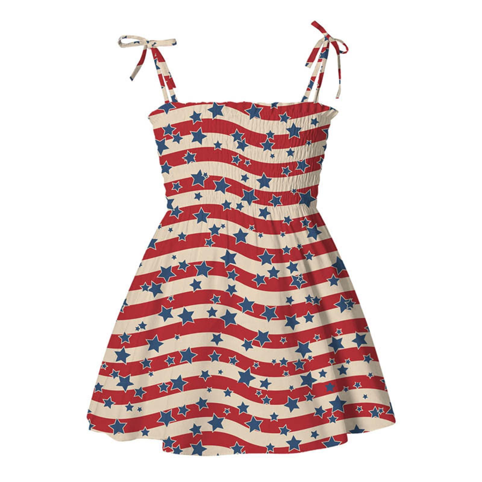 

Summer Children Printing Condole Independence Day Dresses Of The Girls 110 хаки