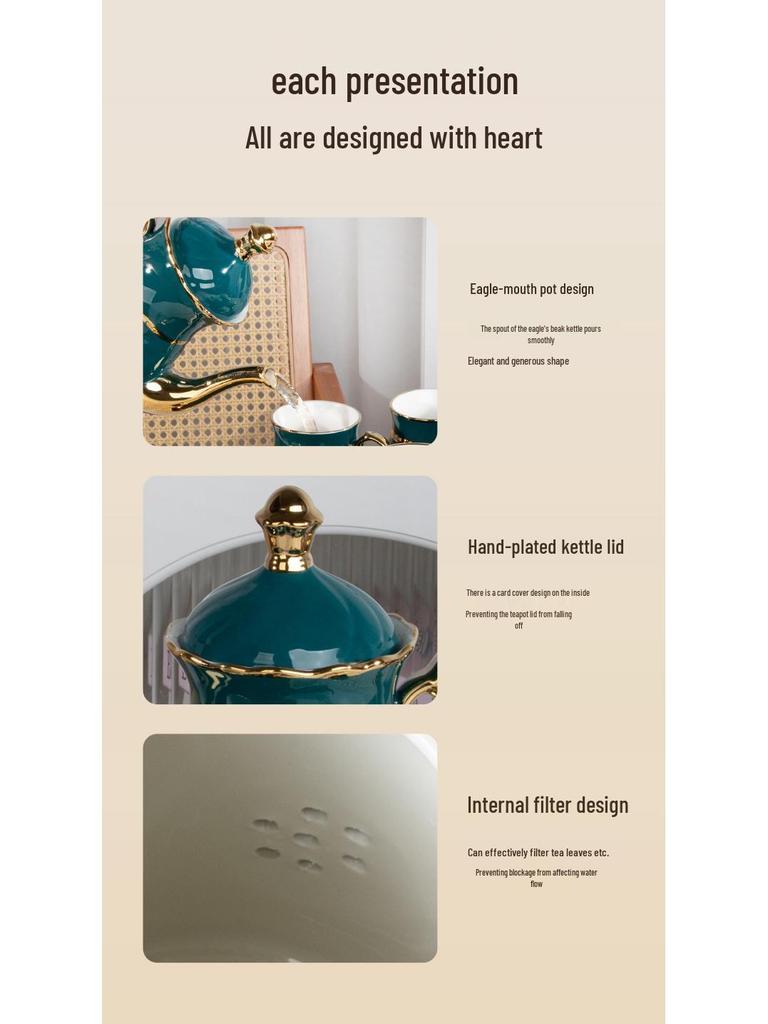 Keramická souprava na čajové náčiní Labuť 8dílná sada šálků a konvičky