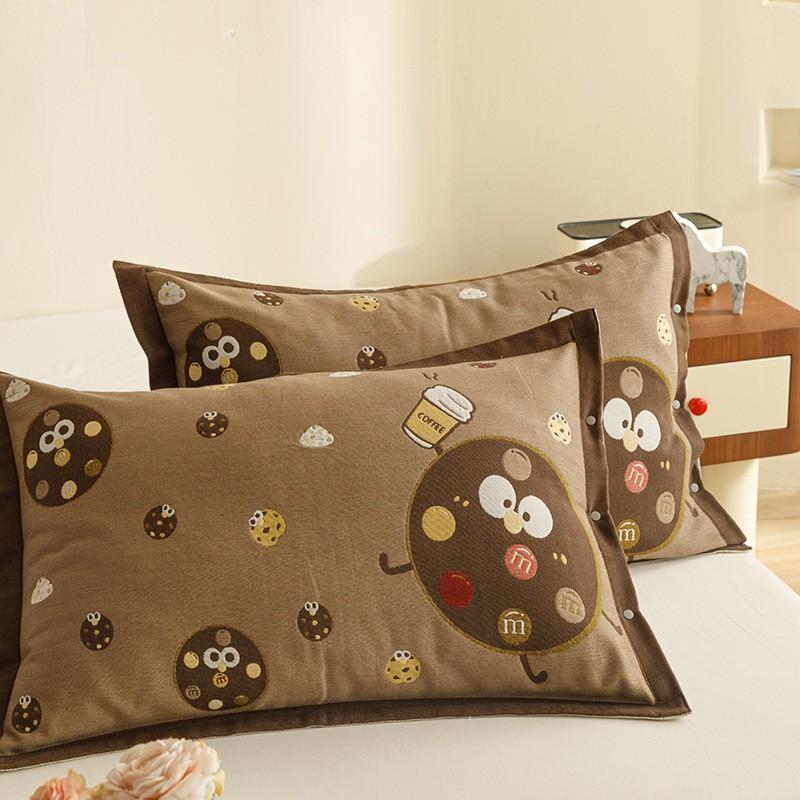 4-Layer Cotton Gauze Pillowcase Set Adults With Snap Soft Breathable Bedding Cover