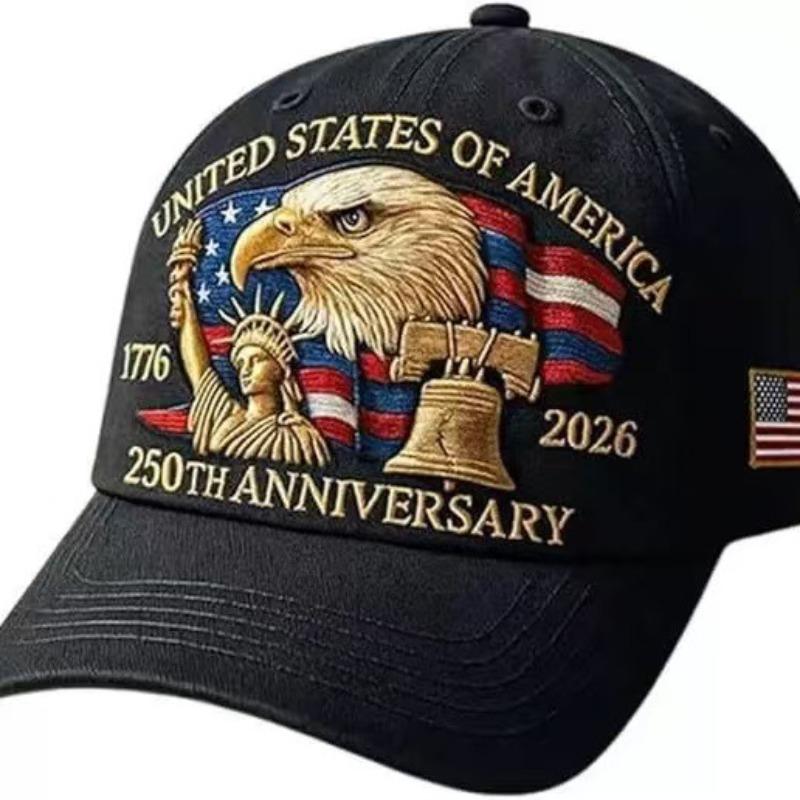 1pc Men's USA 250th Anniversary 1776-2026 Patriotic Baseball Cap, Skull Street Polyester Snapback Hats for Men,Retirement Party