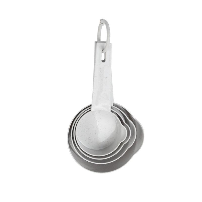 

Побутові інструменти для випічки: Сухе молоко, Ложка для кавових зерен, Мірна ложка для випічки, Пшеничне волокно, Сіль, Цукор та Олія Мірна ложка білий