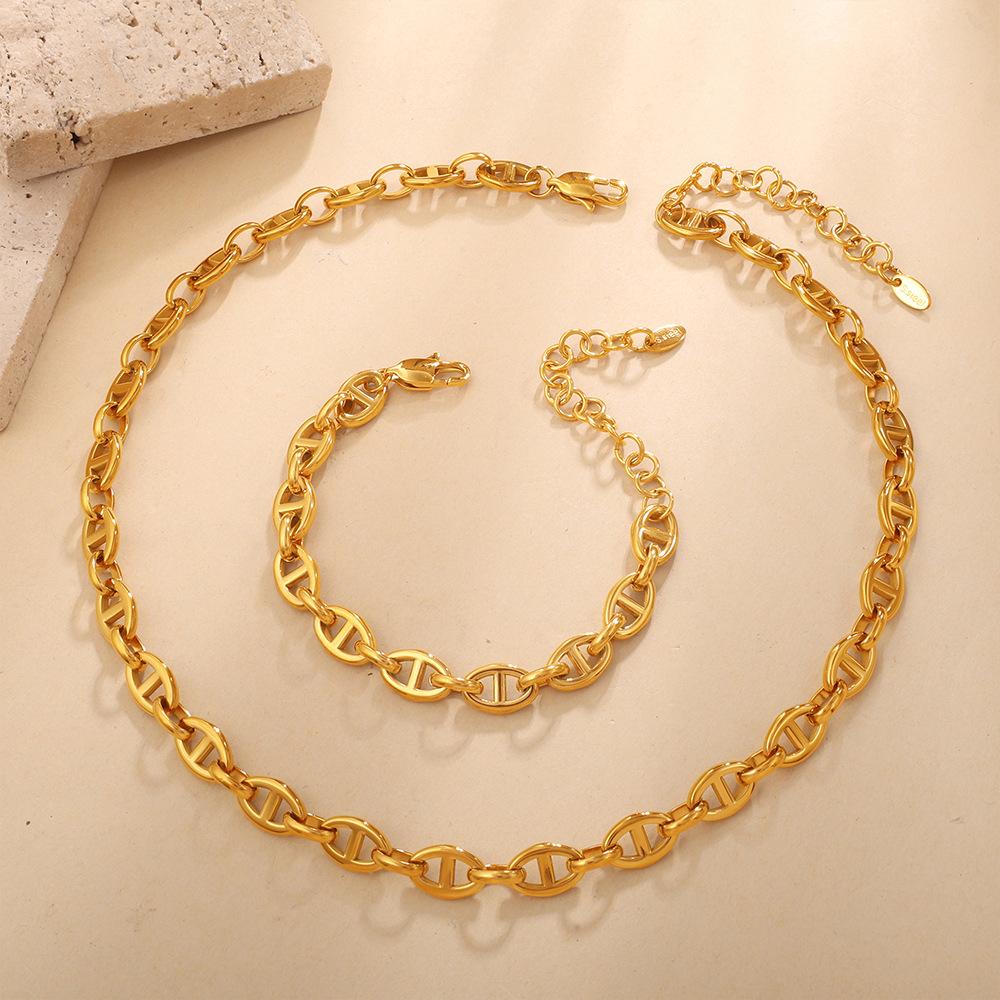 European and American Multi-color Simple Personalized Collarbone Chain Bracelet Trend Versatile Design Jewelry Set