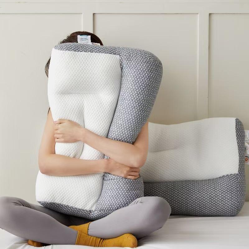 Knitted Fiber Neck Support Pillow - Contour Design for Firm, Comfortable Sleep Aid
