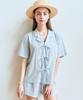 Fry Height Striped Ribbon Pocket Shirt (Light Blue)