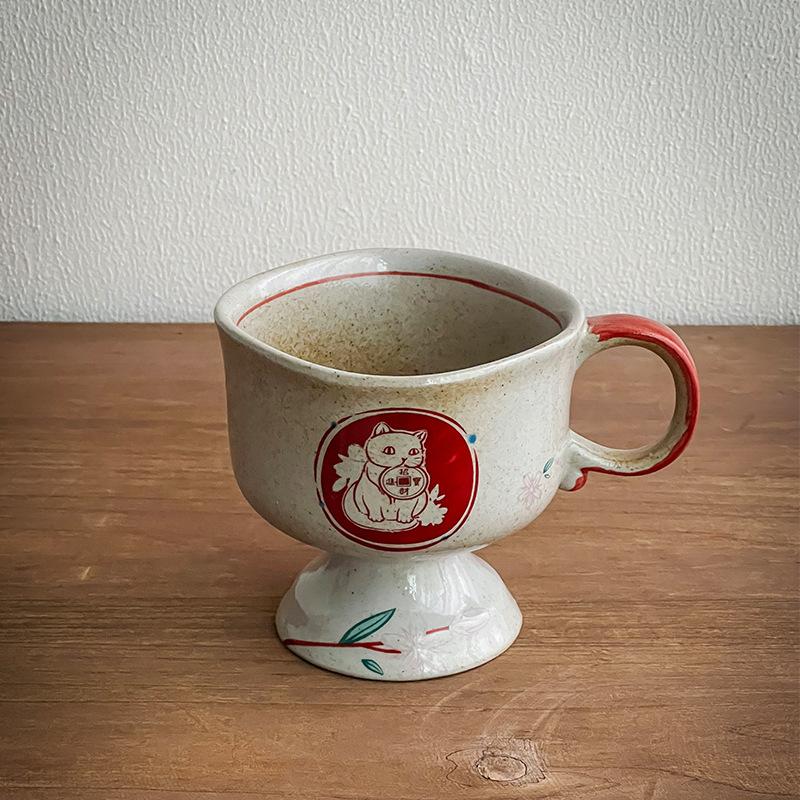 Japan Exports Medieval Clay Spray-Painted Rabbit Ceramic Cup High-Value Coffee Cup Goblet Japanese Style