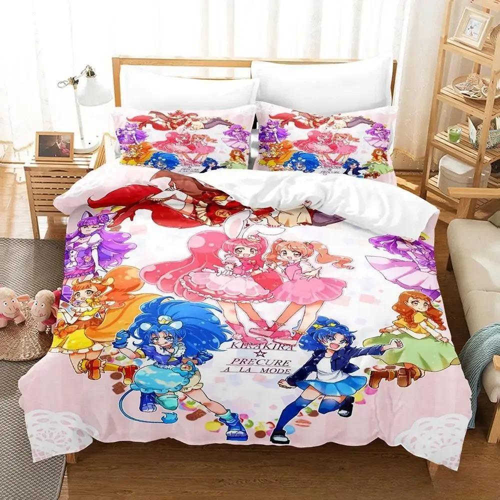 Smile PreCure 3D Anime Bedding Set Single Twin Full Queen King Size Kawaii Duvet Cover for Adult Kid Bedroom