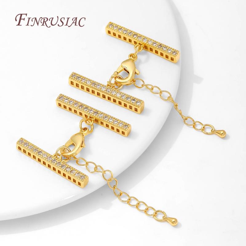 2 Sizes 18K Gold Plated Lobster Clasp with Extension Chain Connector For Jewelry Making,DIY Multi-row Pearl Necklace Accessories