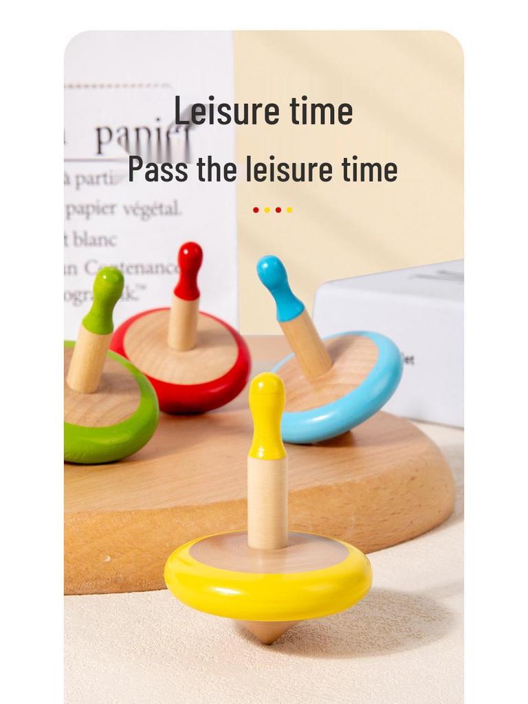 Customizable Children's Nostalgic Beech Wood Spinning Top Set