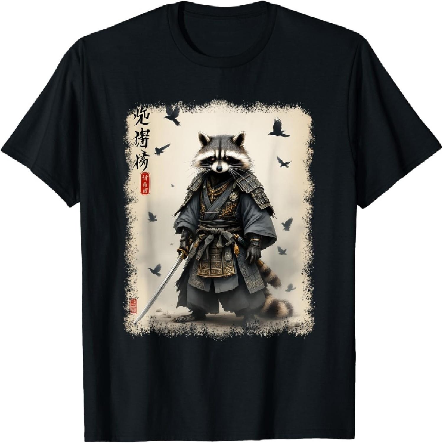 Samurai Raccoon, Japanese Warrior & Art _ Vintage Anime T-Shirt XXXXXL разноцветный