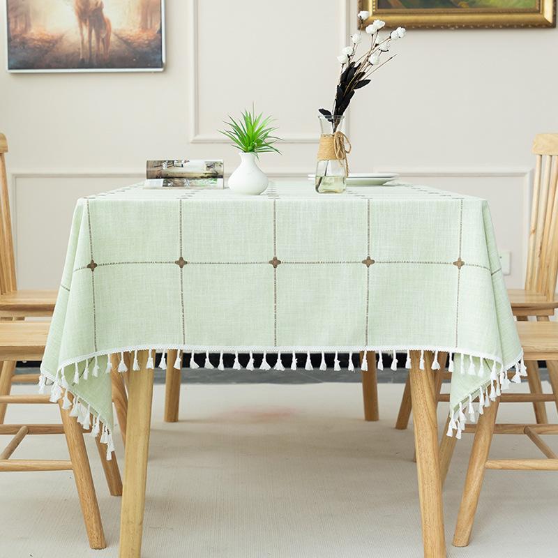 Tablecloth Large Plaid Dustproof Cotton And Linen Solid Color Home Hotel Restaurant Cloth Tablecloth Table Mat Can Be