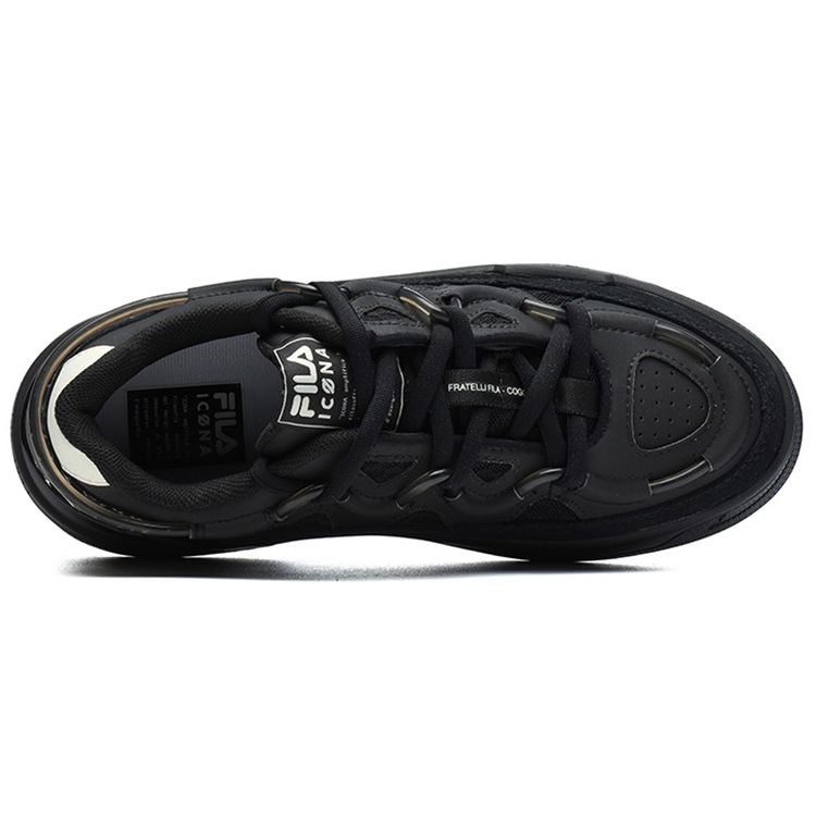 FILA Salto Crackle Leather Low-Top Retro Basketball Shoes Women sneaker Black F12W141225FBK