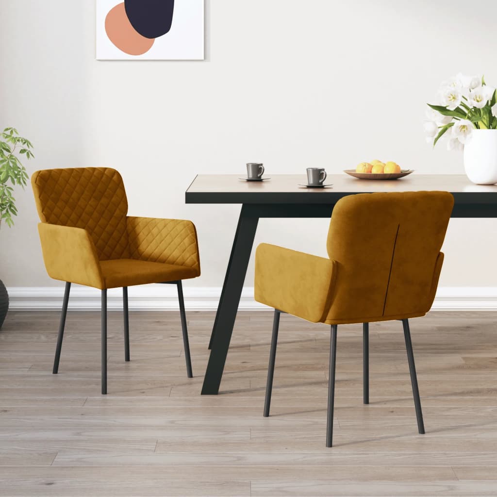Dining Chairs 2 Pcs Brown Velvet