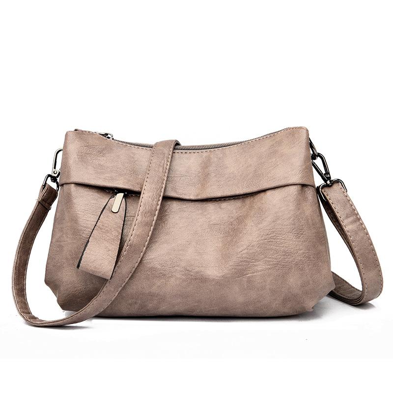 Трехслойные женские сумки на плечо большой вместимости, однотонные простые женские сумки-мессенджеры из мягкой кожи, легкие маленькие сумки в стиле ретро