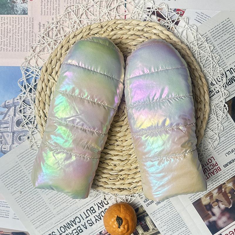 Fleece Thickened Warm Cute Lady Outdoor Gloves Windproof Cold Cycling Colorful Glossy Hand Stuffy Student