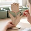 10 PIÈCES Ornement de Fleur en Bois DIY Décoration Amusante Artisanat Peinture Tulipe Interaction Créative Parent-Enfant Cadeaux pour la Fête des Mères