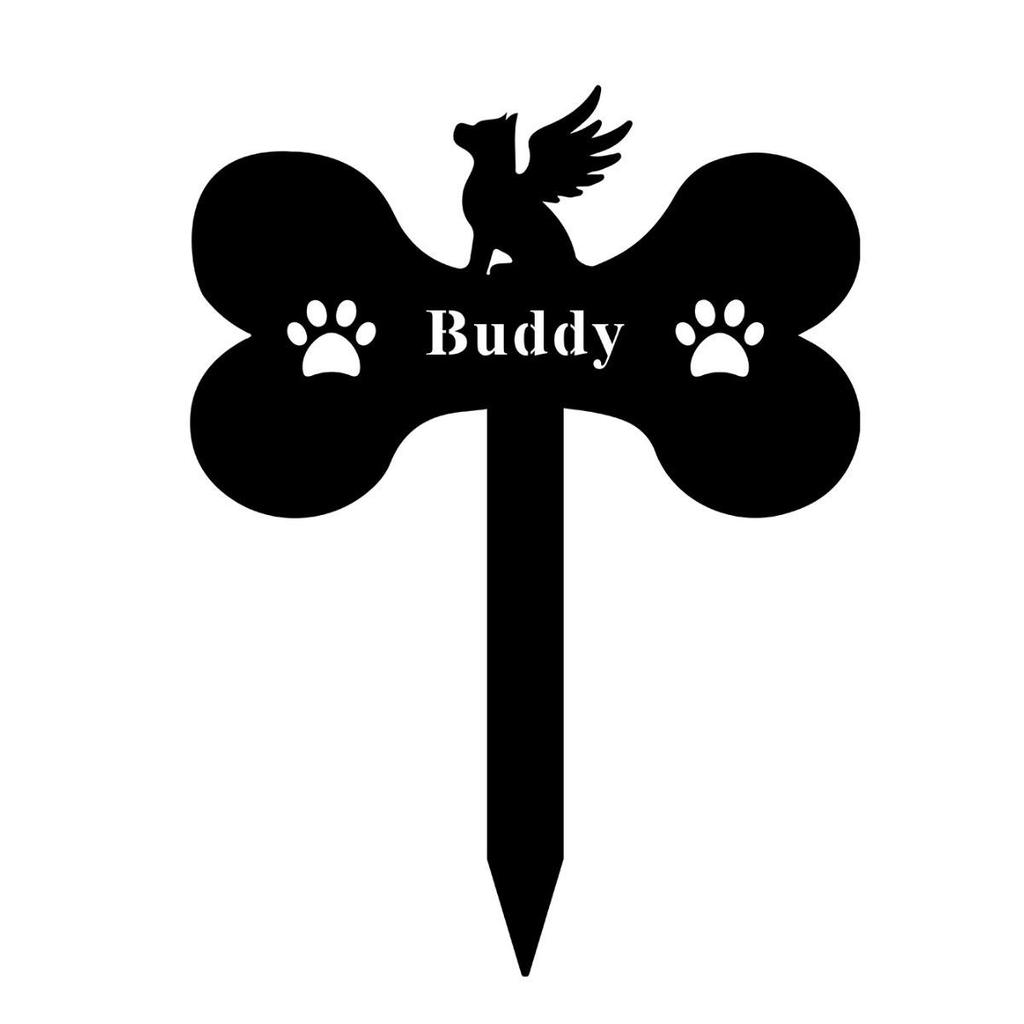 Dog Tombstone Card Dog Bone Shape Garden Metal Flower Garden Decoration For Pet Memorial Dog Memorial Deceased Pet Souvenir