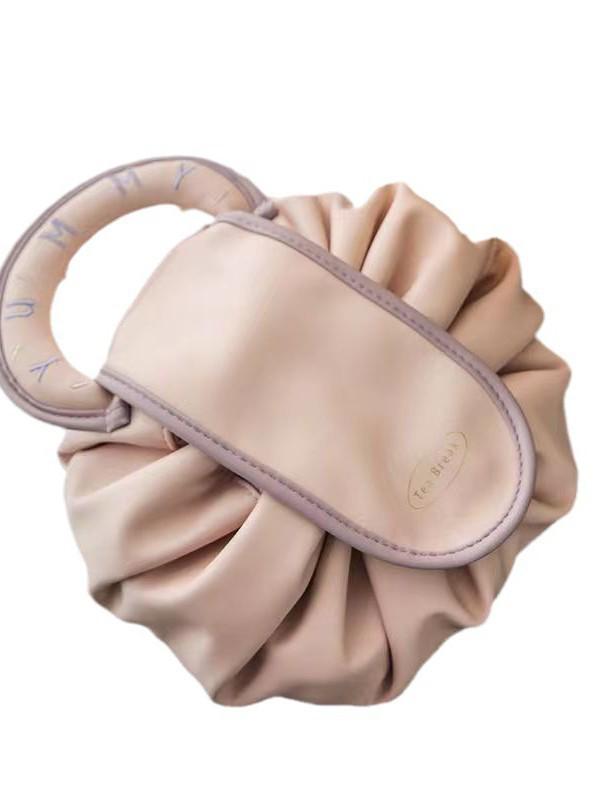 YT Women's Waterproof PU Drawstring Makeup Bag: Portable High-End Travel Toiletry Pouch